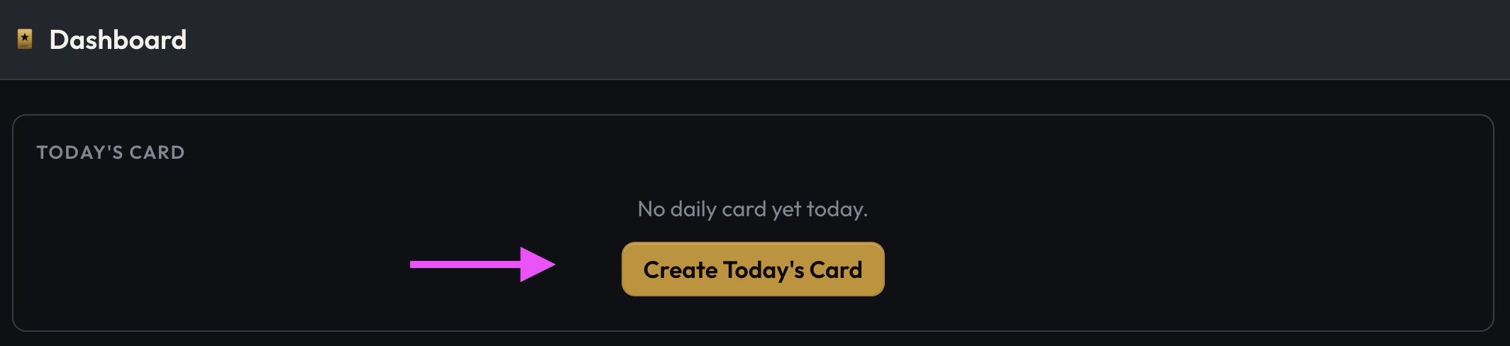 The StarCards dashboard, where each day's card begins